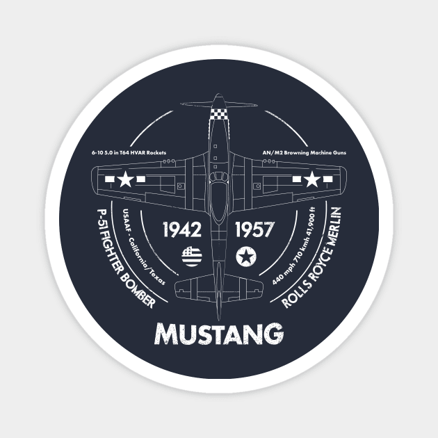 Vintage P51 Mustang USAAF WW2 Fighter Plane Magnet by SilverfireDesign